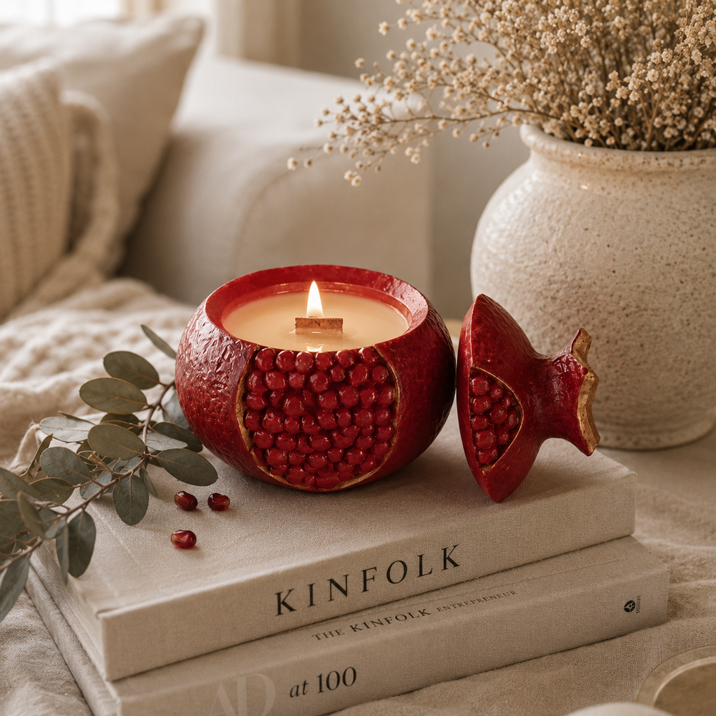 Soy Candle in Gypsum Holder – Pomegranate | Handmade