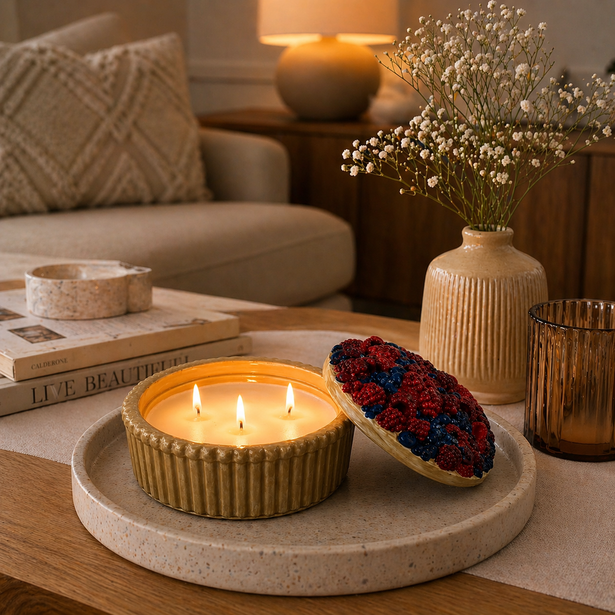 Berry Tart Soy Candle with Raspberry & Blueberry | Handmade Gift | MOSVAM
